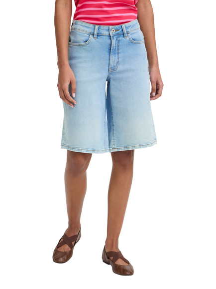 ICHI Ihtwiggy Mid Rise Knee Denim Shorts, Light Blue, Light Blue