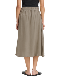 ICHI Ihlinno Linen Blend Midi Skirt - view 2, Timber Wolf