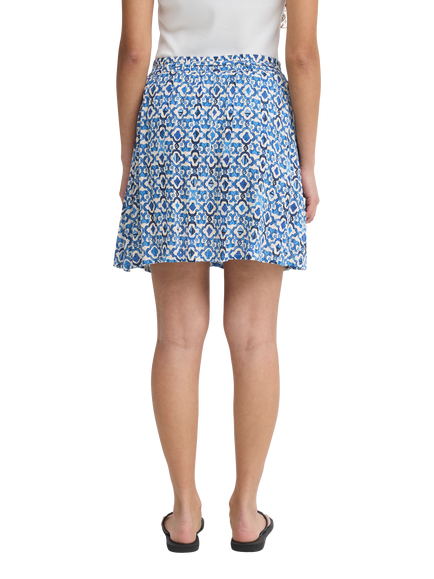 ICHI Ihmarrakech Printed Skirt, Sodalite Blue/Multi - view 2, Sodalite Blue/Multi