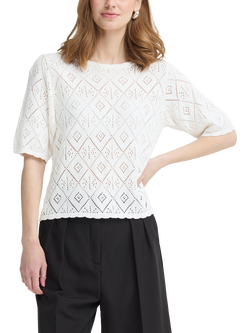ICHI Ihlaluha Diamond Knitwear Short Sleeve Jumpers, Birch, Birch