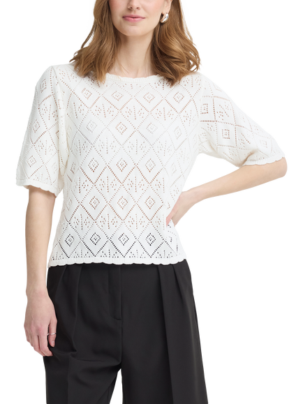 ICHI Ihlaluha Diamond Knitwear Short Sleeve Jumpers, Birch, Birch