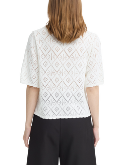 ICHI Ihlaluha Diamond Knitwear Short Sleeve Jumpers, Birch - view 2, Birch