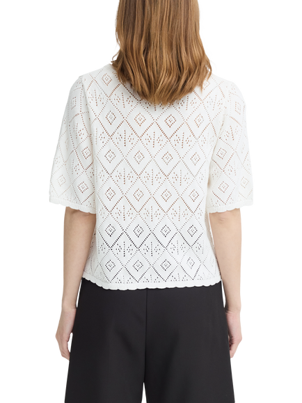 ICHI Ihlaluha Diamond Knitwear Short Sleeve Jumpers, Birch - view 2, Birch