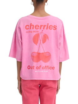 ICHI Ihnica Short Sleeve Boxy T-Shirt, Wild Orchid/Fiery Red - view 2, Wild Orchid/Fiery Red