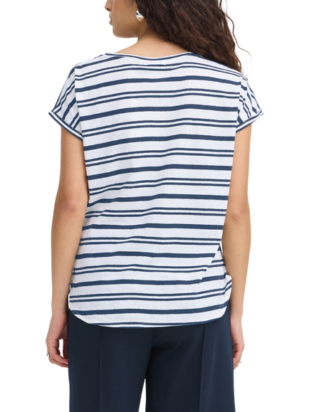 ICHI Ihyulietta Striped Relaxed Fit T-Shirt, Total Eclipse - view 2, Total Eclipse