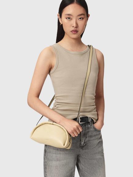 AllSaints Rosalie Arc Leather Crossbody Bag, Bone White - view 2, Bone White