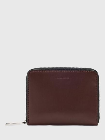 AllSaints Lena Hex Leather Zip Wallet, Burgundy Red, Burgundy Red