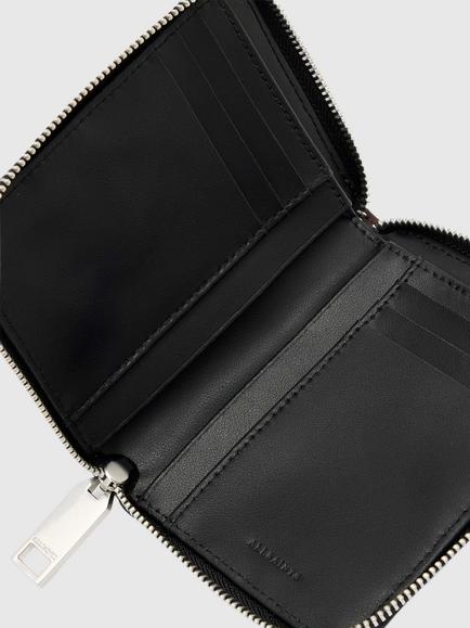 AllSaints Lena Hex Leather Zip Wallet, Burgundy Red - view 2, Burgundy Red