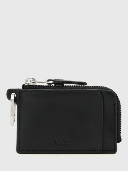 AllSaints Remy Compact Leather Purse Black/Silver, Black/Silver