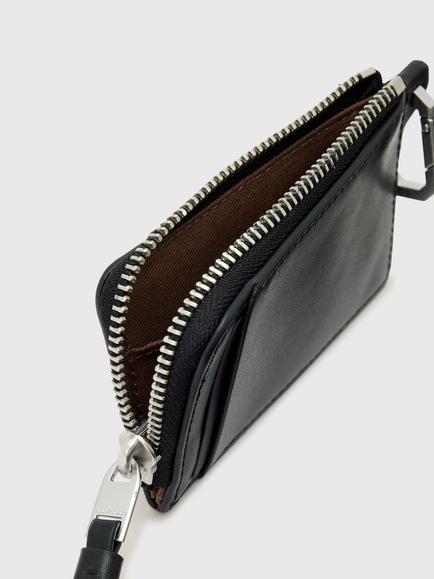 AllSaints Remy Compact Leather Purse Black/Silver - view 2, Black/Silver