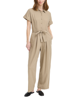 ICHI IhLinno Linen Blend Jumpsuit, Timber Wolf, Timber Wolf