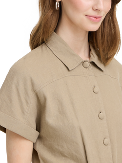 ICHI IhLinno Linen Blend Jumpsuit, Timber Wolf - view 2, Timber Wolf