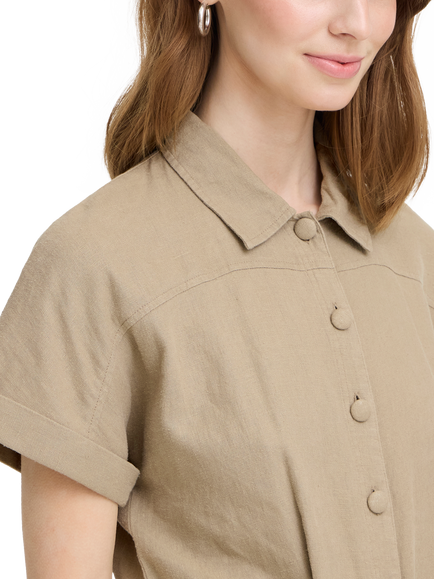 ICHI IhLinno Linen Blend Jumpsuit, Timber Wolf - view 2, Timber Wolf