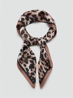 Mango Animal Print Scarf, Brown - view 2, Brown