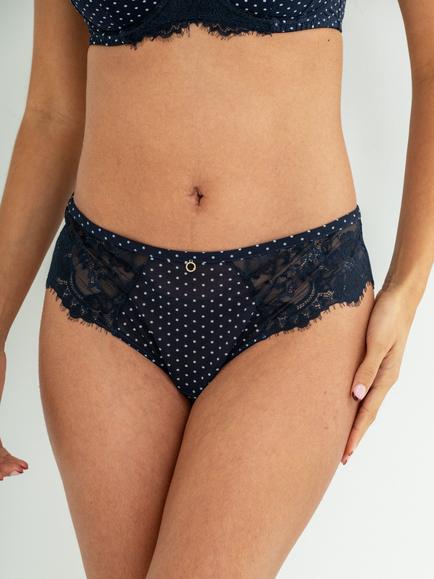 Pour Moi Bliss Printed Mesh Brazilian Knickers, Navy - view 2, Navy