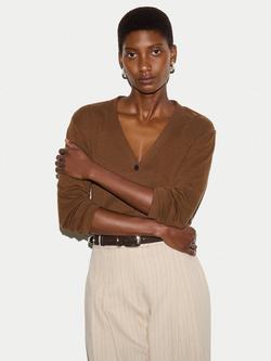 Jigsaw Luxe V Cardigan, Brown