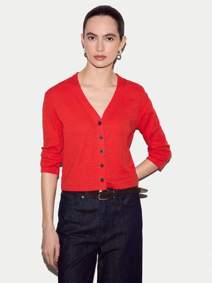Jigsaw Luxe V Cardigan, Red