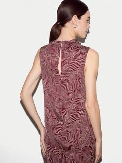 Jigsaw Optic Swirl Cowl Neck Top, Red - view 2, Red