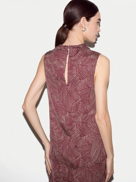 Jigsaw Optic Swirl Cowl Neck Top, Red - view 2, Red