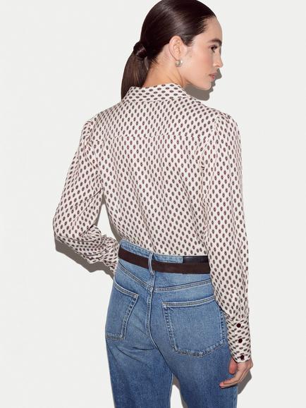 Jigsaw Slim Ditsy Geo Shirt, Cream - view 2, Cream