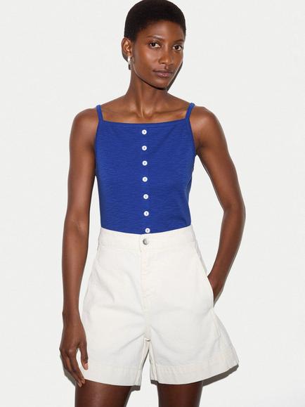 Jigsaw Luxe Button Cami, Blue