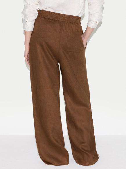 Jigsaw Linen Wide Leg Trousers - view 2, Brown
