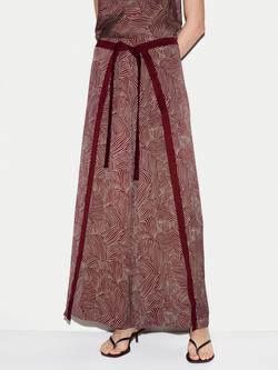 Jigsaw Optic Swirl Wrap Front Trousers, Red, Red