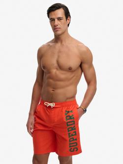 Superdry Logo 19-Inch Board Shorts, Bold Orange, Bold Orange
