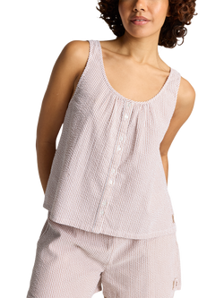 Nudea Organic Cotton Seersucker Button Up Cami - view 2, Mocha