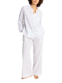 Nudea Organic Cotton Seersucker Boxy Nightshirt, White, White
