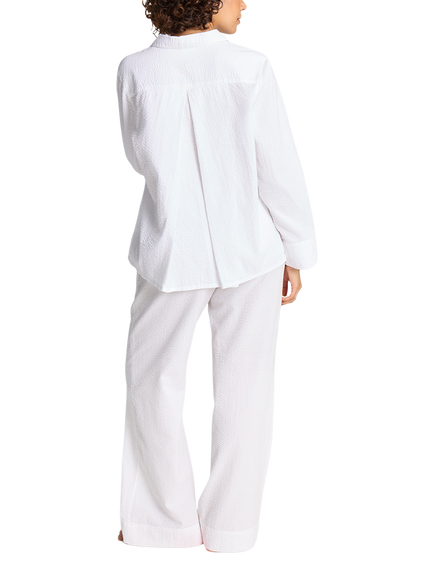 Nudea Organic Cotton Seersucker Boxy Nightshirt, White - view 2, White