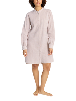 Nudea Organic Cotton Seersucker Shirt Nightdress, Mocha, Mocha