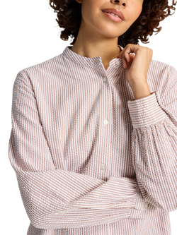 Nudea Organic Cotton Seersucker Shirt Nightdress, Mocha - view 2, Mocha