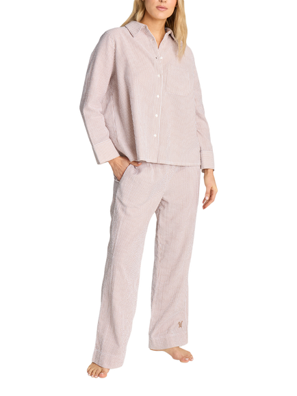 Nudea Organic Cotton Seersucker Boxy Nightshirt, Mocha, Mocha