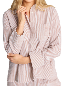 Nudea Organic Cotton Seersucker Boxy Nightshirt, Mocha - view 2, Mocha