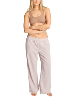 Nudea Organic Cotton Seersucker Pyjama Bottoms, Mocha