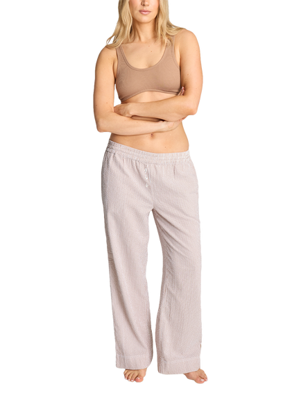 Nudea Organic Cotton Seersucker Pyjama Bottoms, Mocha