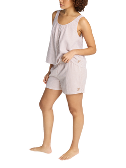 Nudea Organic Cotton Seersucker Boxer Shorts, Mocha