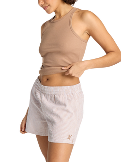 Nudea Organic Cotton Seersucker Boxer Shorts - view 2, Mocha