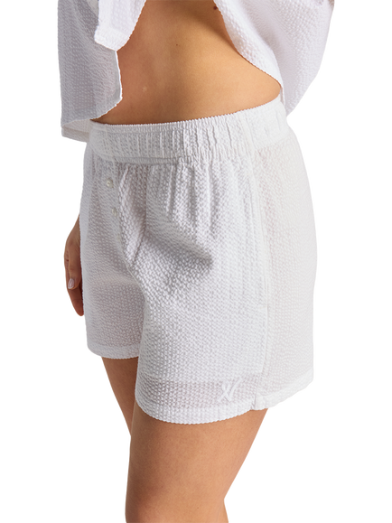 Nudea Organic Cotton Seersucker Boxer Shorts - view 2, White