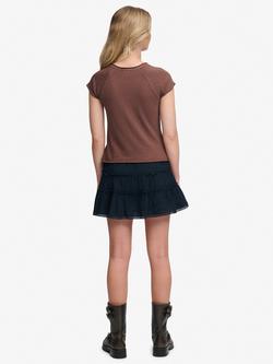 Superdry Cheesecloth Tiered Mini Skirt, Navy - view 2, Eclipse Navy