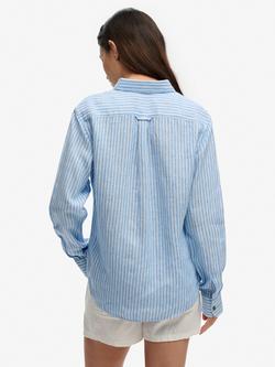 Superdry Premium Linen Slim Shirt, Classic Blue Stripe - view 2, Classic Blue Stripe
