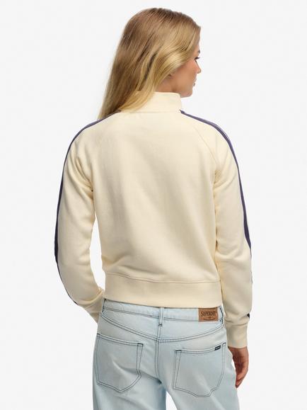 Superdry Essential Logo Zip Track Top - view 2, Desert Bone