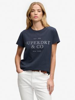 Superdry Luxe Casual Classic T-Shirt, Eclipse Navy, Eclipse Navy