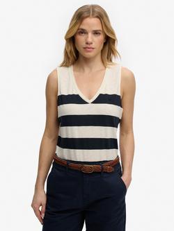 Superdry Striped Vest Top, Off White/Navy, Off White/Navystripe