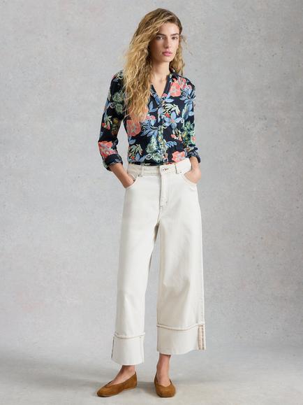 White Stuff Annie Floral Print Shirt, Navy/Multi, Navy/Multi