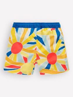 Mini Boden Kids' Printed Drawstring Swim Shorts, Sunburst - view 2, Sunburst