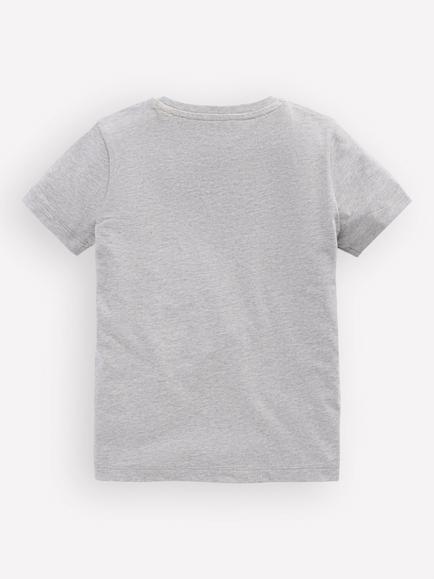 Mini Boden Kids' Linear Stitch T-Shirt, Grey Marl - view 2, Grey Marl