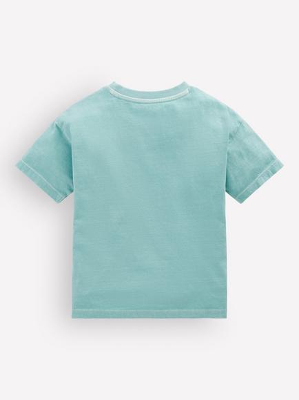 Mini Boden Kids' Relaxed Graphic Print T-Shirt, Nile Blue Surf - view 2, Nile Blue Surf