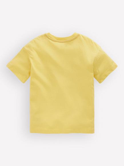 Mini Boden Kids' Short Sleeve Badge T-Shirt, Yellow Sunglasses - view 2, Yellow Sunglasses